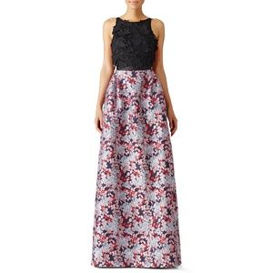 ML Monique Lhuillier  Multi Floral Jacquard Gown